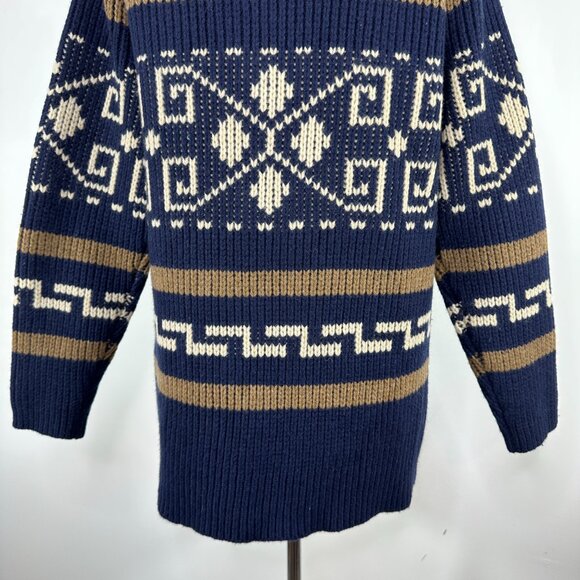 Pendleton Southwestern 100% Lams Wool Chunky Knit Zip Cardigan Sweater Women S - Picture 11 of 15